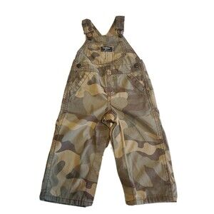 OshKosh B'gosh Overalls Sz 12 Months Camouflage Green Adjustable Straps